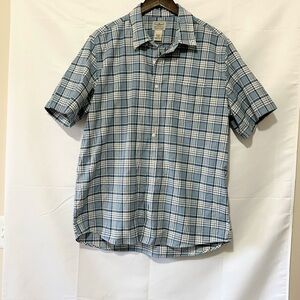 L.L. Bean Blue and White Casual Button Down Shirt Relaxed Fit